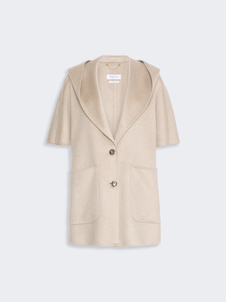 Cashmere drap hooded cape - BEIGE