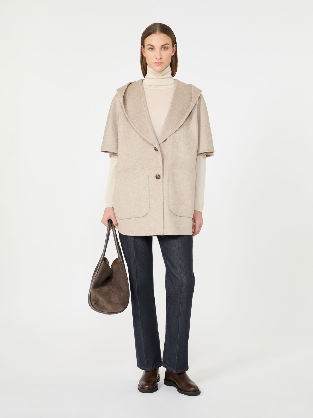 Cashmere drap hooded cape - BEIGE - Max Mara