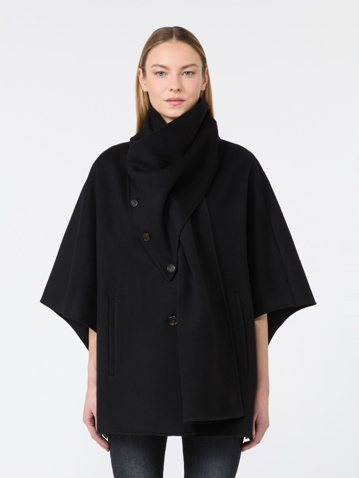 Lightweight cape in double pure wool drape - BLACK - Max Mara - 2