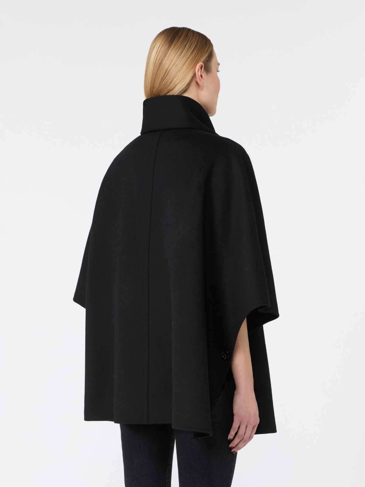 Lightweight cape in double pure wool drape - BLACK - Max Mara - 3