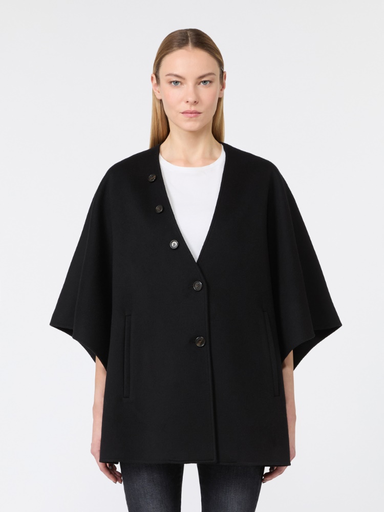 Lightweight cape in double pure wool drape - BLACK - Max Mara - 5