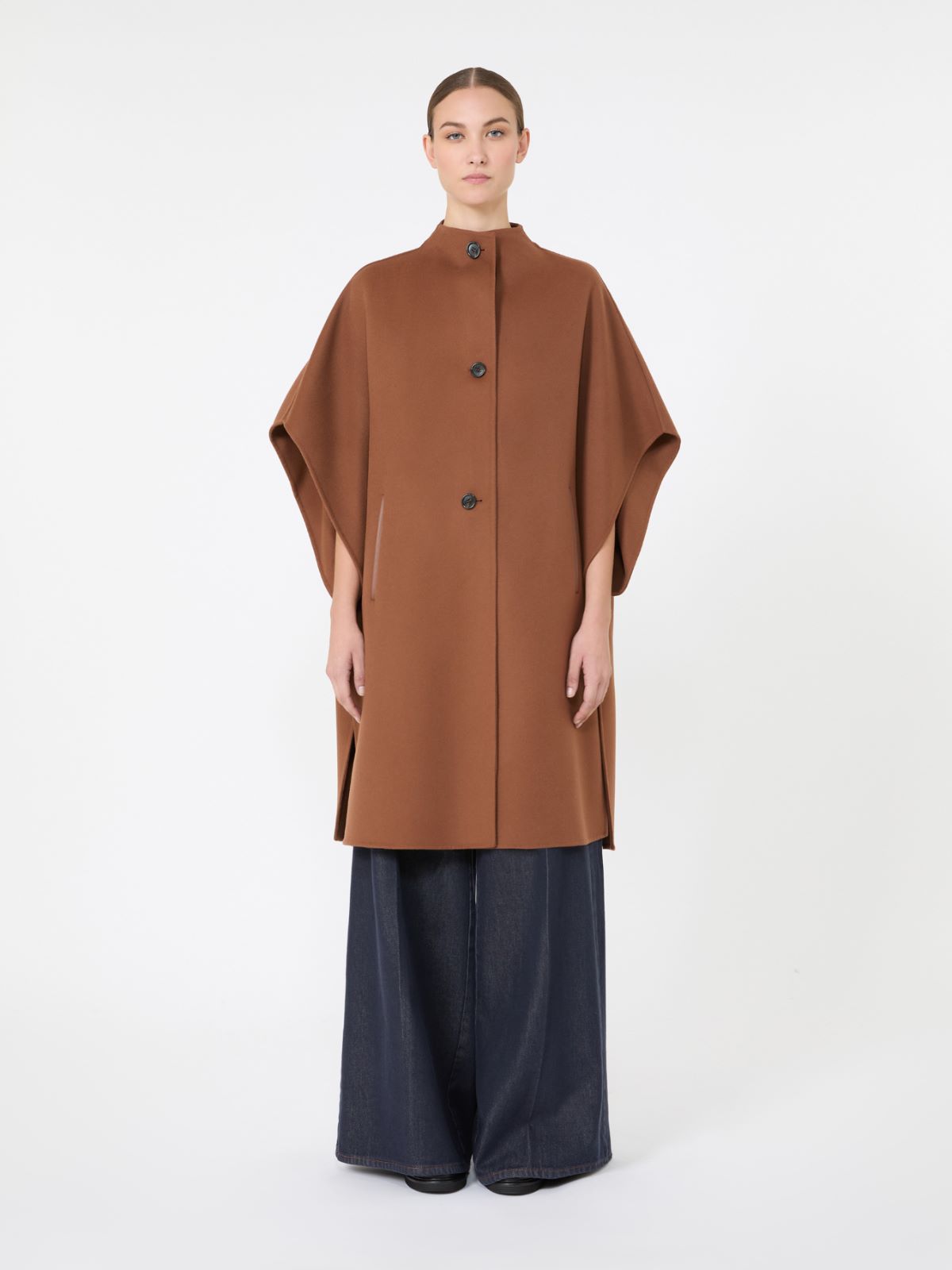 Pure wool drap long cape - DARK BROWN - Max Mara - 2