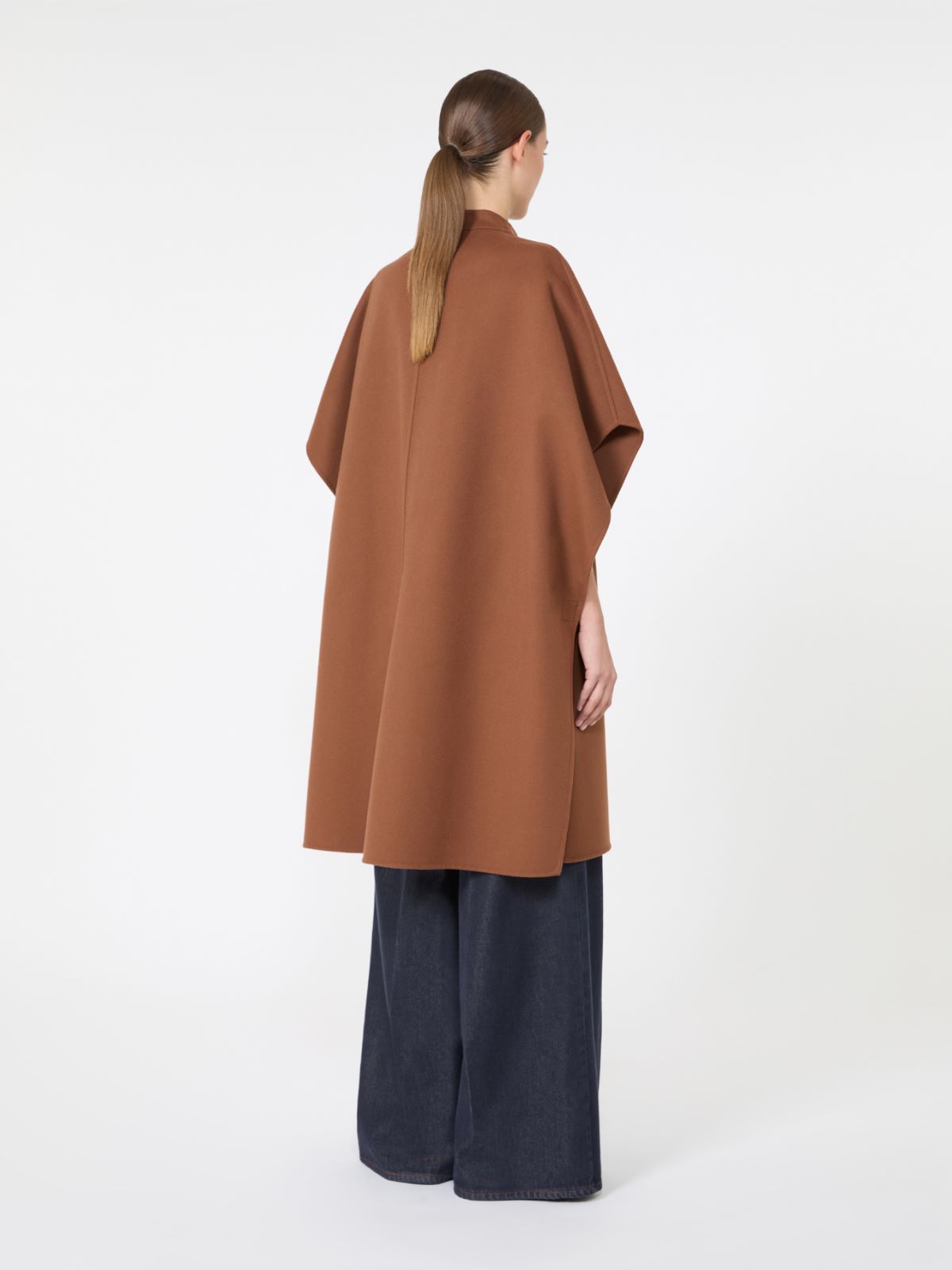 Pure wool drap long cape - DARK BROWN - Max Mara - 3