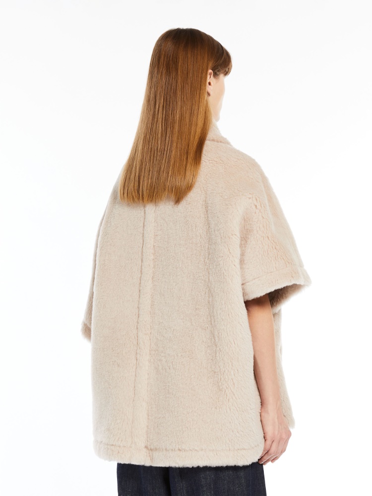 Cape in alpaca and wool Teddy fabric - BEIGE - 3