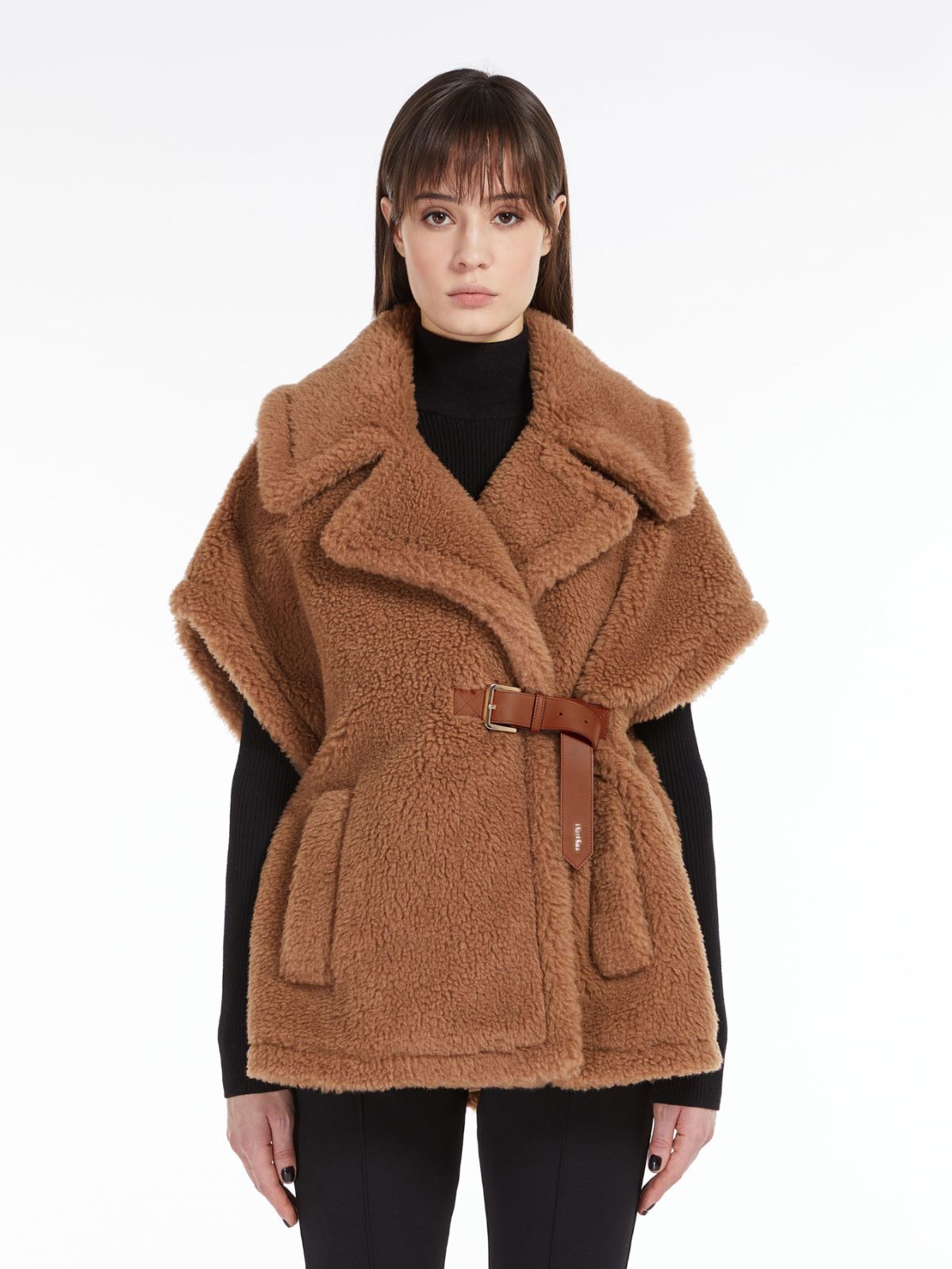 Teddy fabric cape - CAMEL - 2