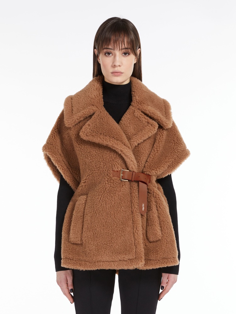 Teddy fabric cape - CAMEL - 2