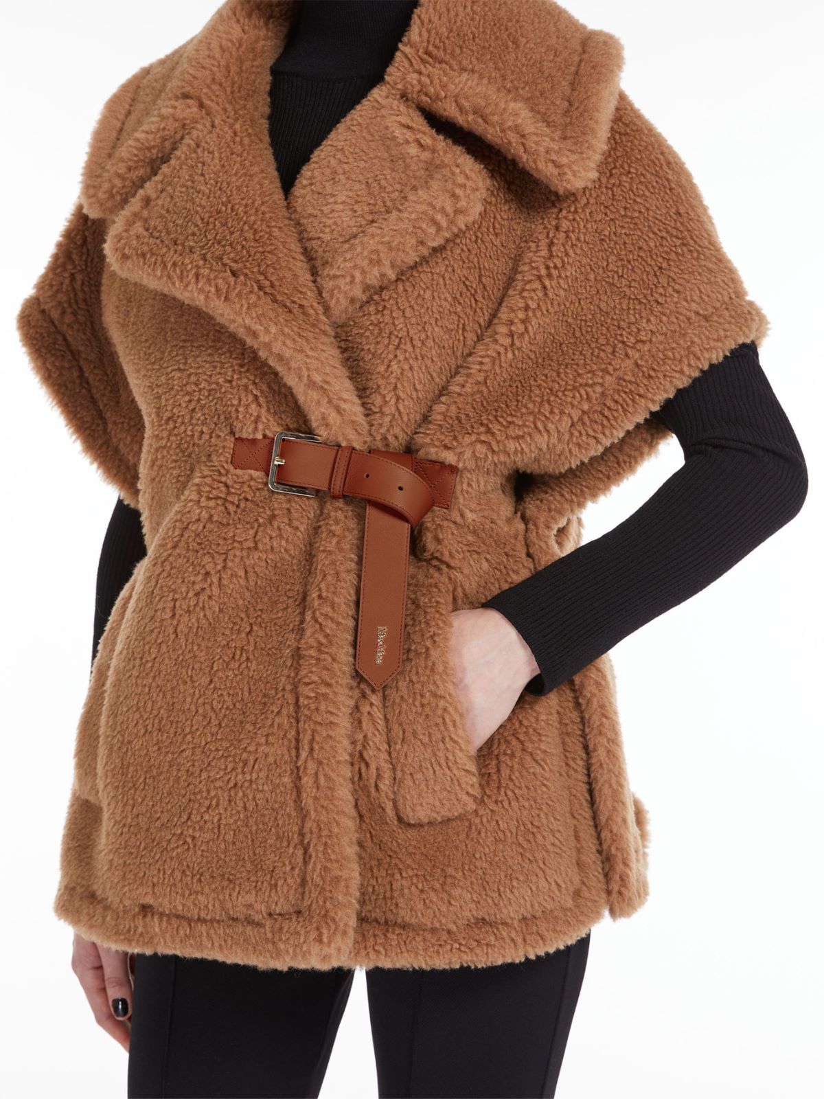 Teddy fabric cape - CAMEL - 4
