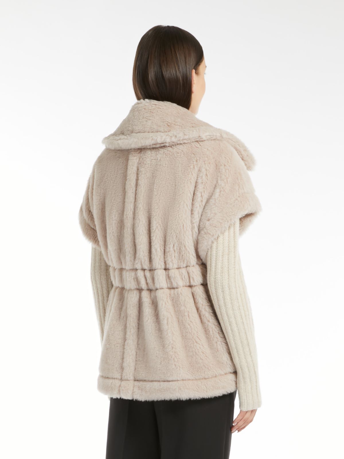 Cape in alpaca and wool Teddy fabric - BEIGE - 3