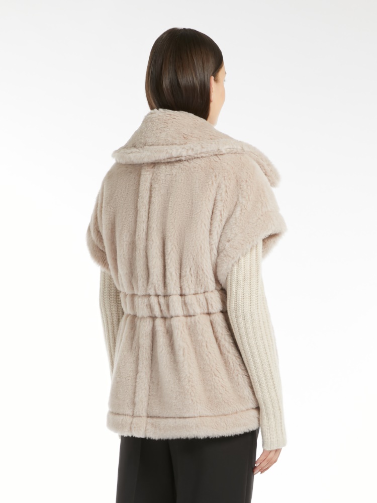 Cape in alpaca and wool Teddy fabric - BEIGE - 3