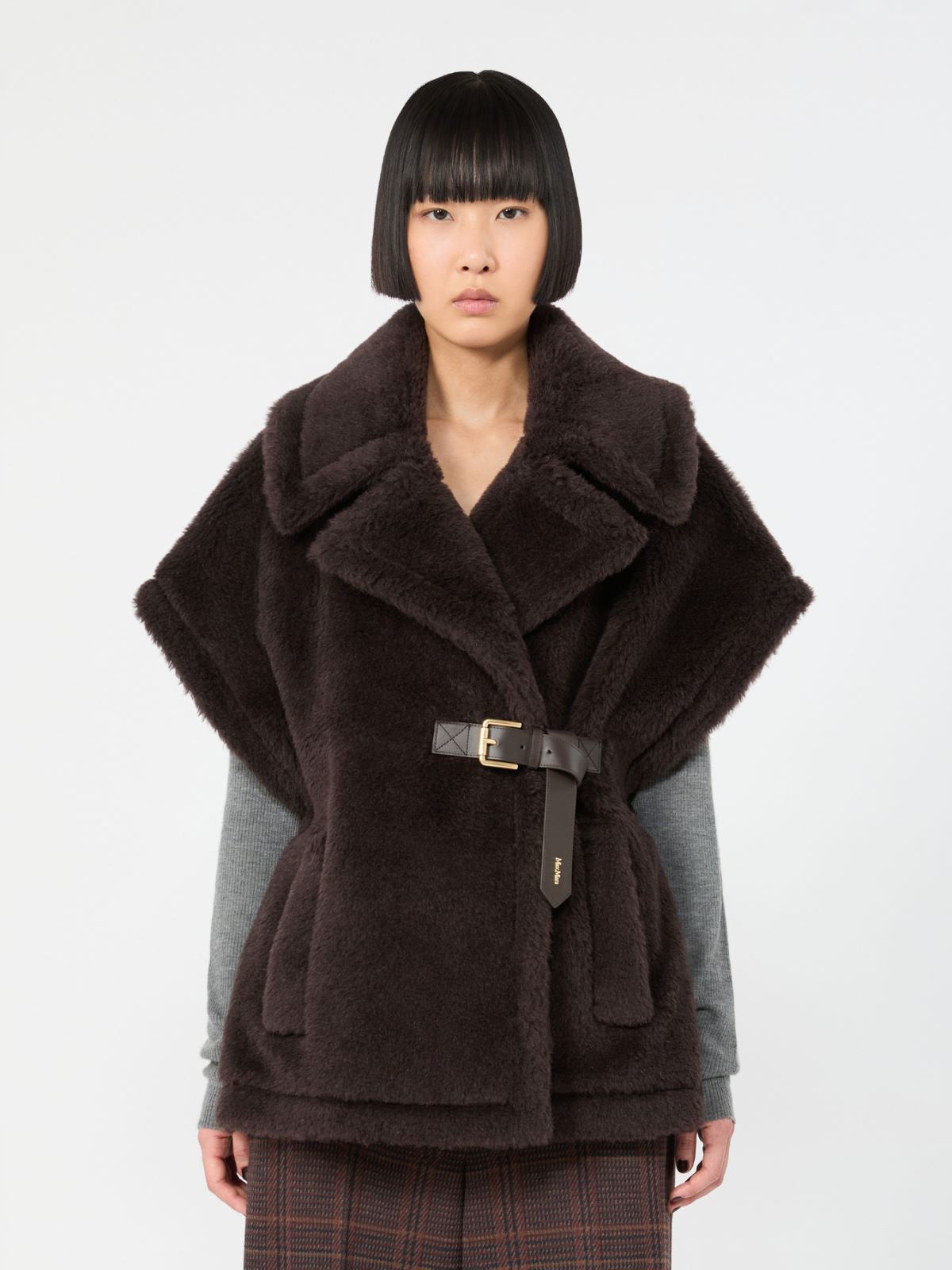 Alpaca and wool Teddy cape - BROWN - Max Mara - 2