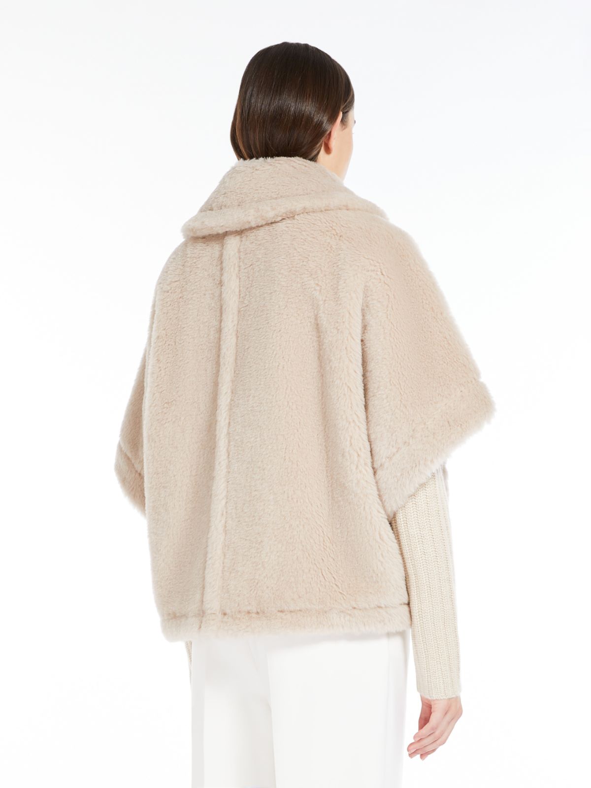 Cape in alpaca and wool Teddy fabric - BEIGE - 3