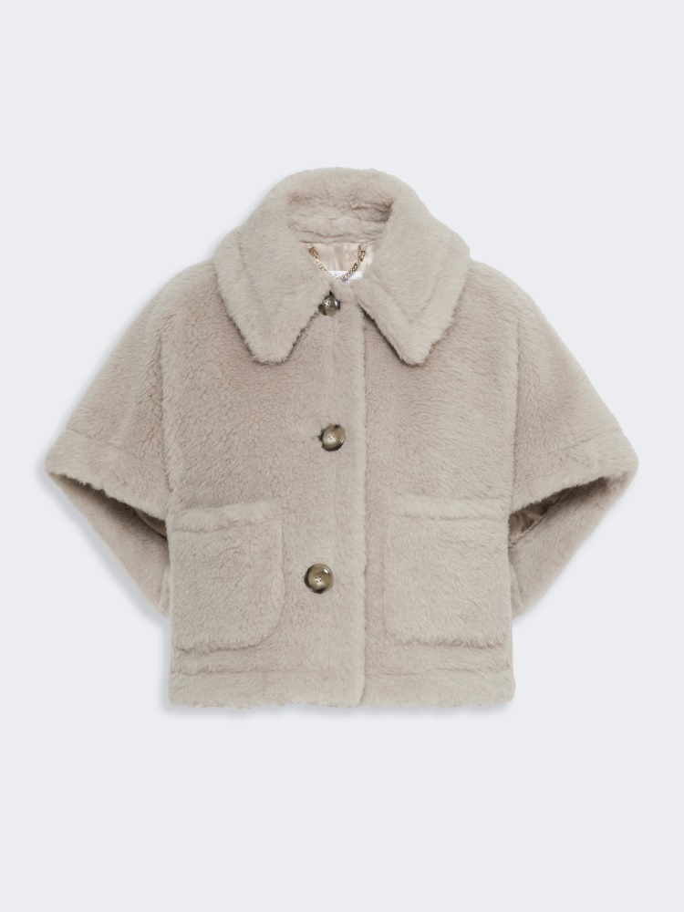 Cappa boxy in Teddy di alpaca e lana - BEIGE