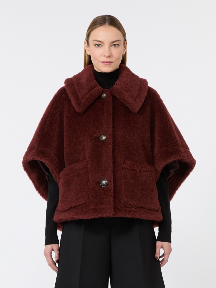 Alpaca and wool Teddy fabric boxy cape - RUST - Max Mara - 2
