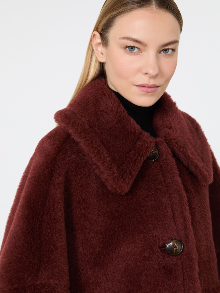 Alpaca and wool Teddy fabric boxy cape - RUST - Max Mara - 4