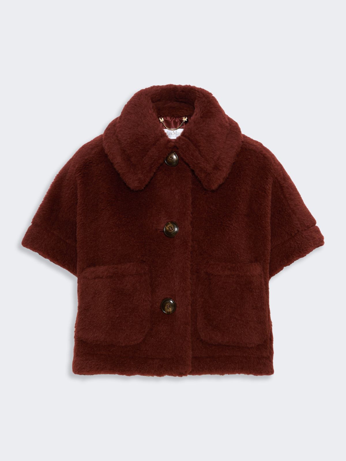 Alpaca and wool Teddy fabric boxy cape - RUST - Max Mara - 5