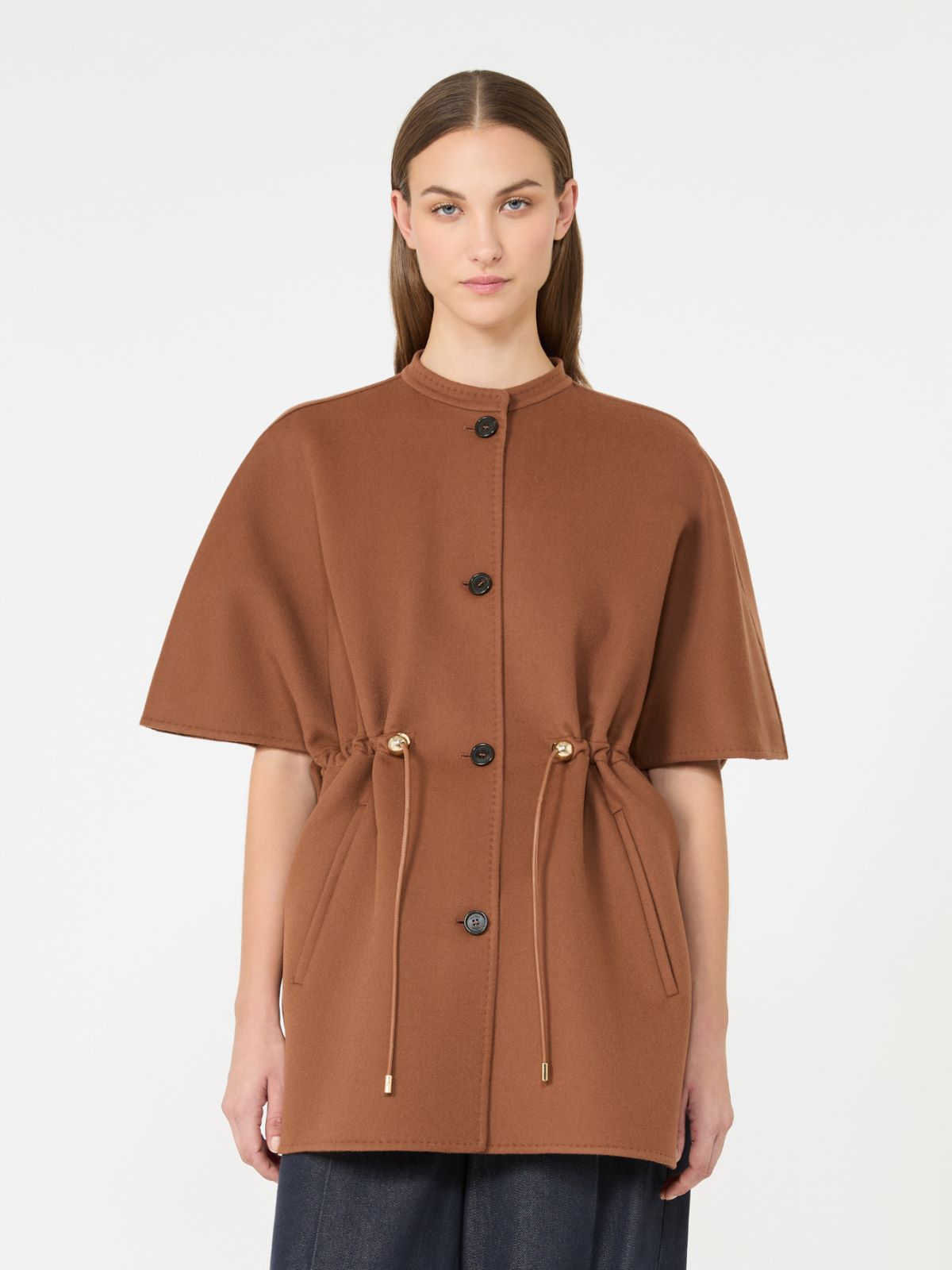Pure wool cape with drawstring - DARK BROWN - Max Mara - 2