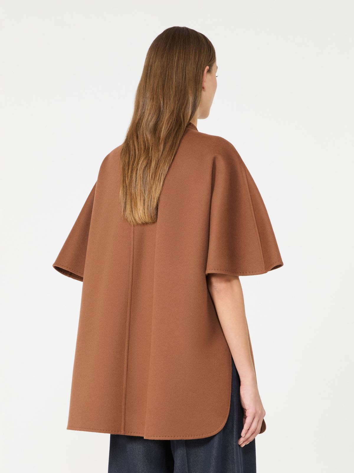 Pure wool cape with drawstring - DARK BROWN - Max Mara - 3