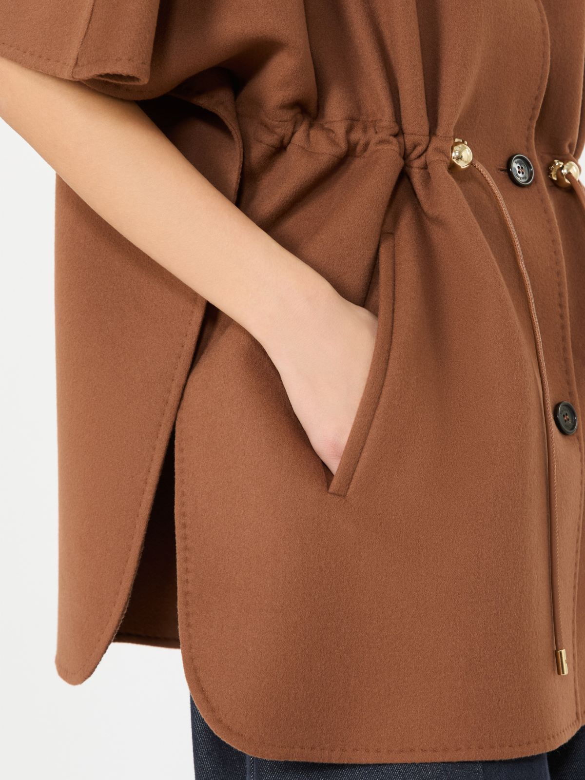 Pure wool cape with drawstring - DARK BROWN - Max Mara - 4