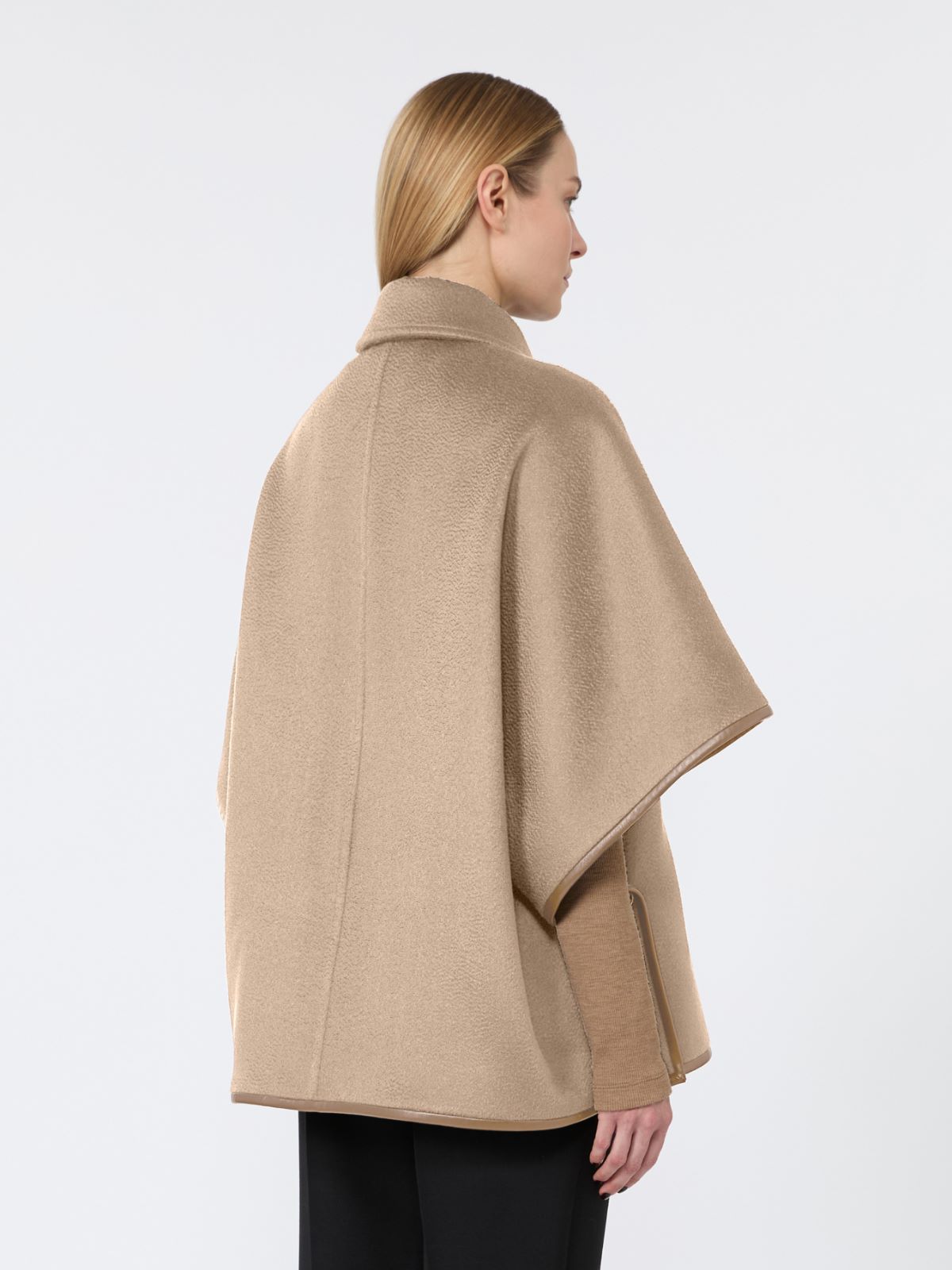 Long cropped cape in cashmere drap - BEIGE - Max Mara - 3