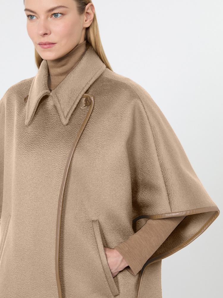 Long cropped cape in cashmere drap - BEIGE - Max Mara - 4