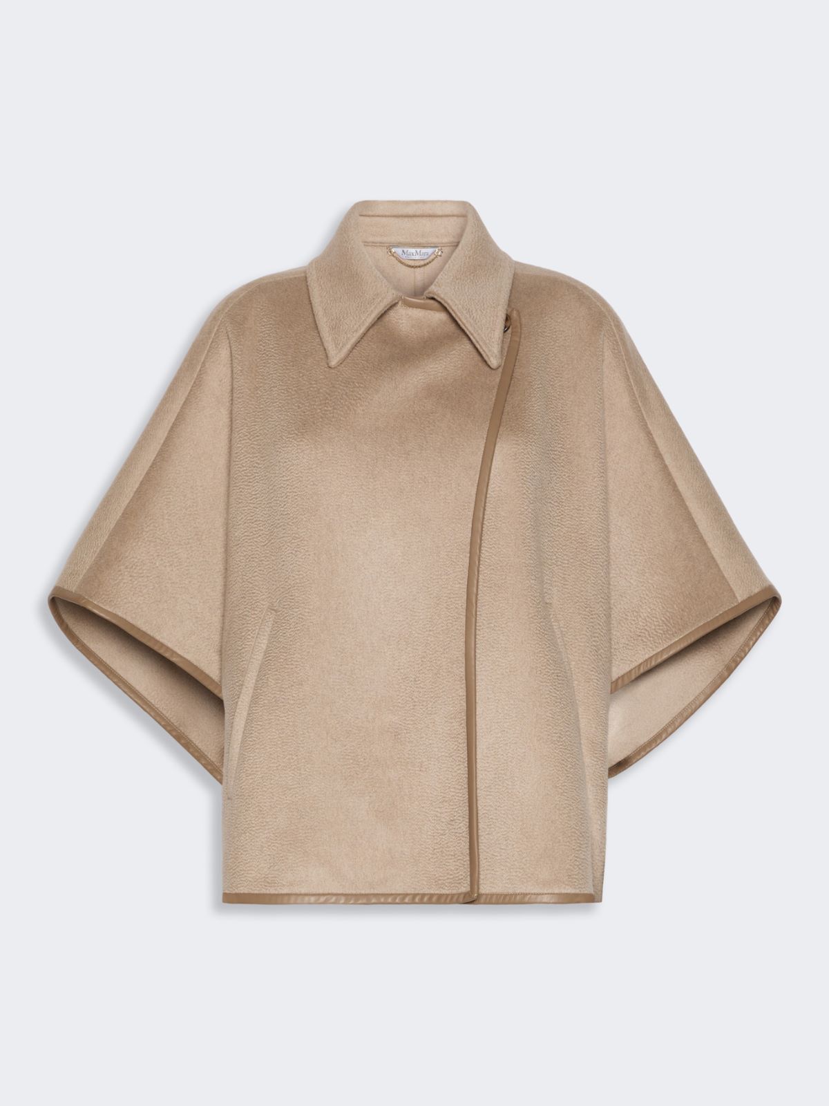 Max Mara Long Cropped Cape In Cashmere Drap In Beige