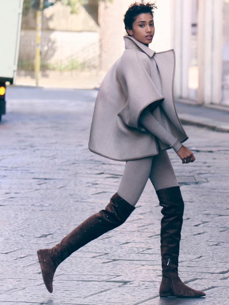 Long cropped cape in cashmere drap + BEIGE - Max Mara