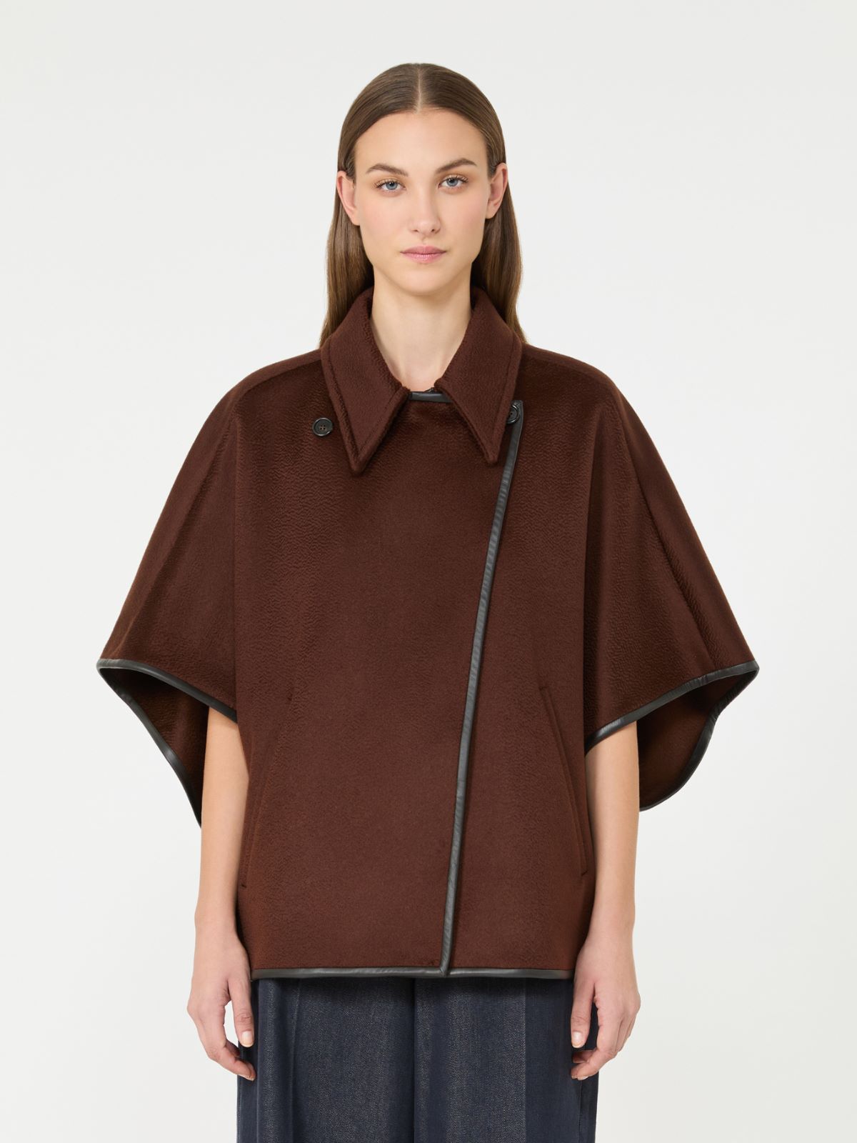 Long cropped cape in cashmere drap - RUST - Max Mara - 2