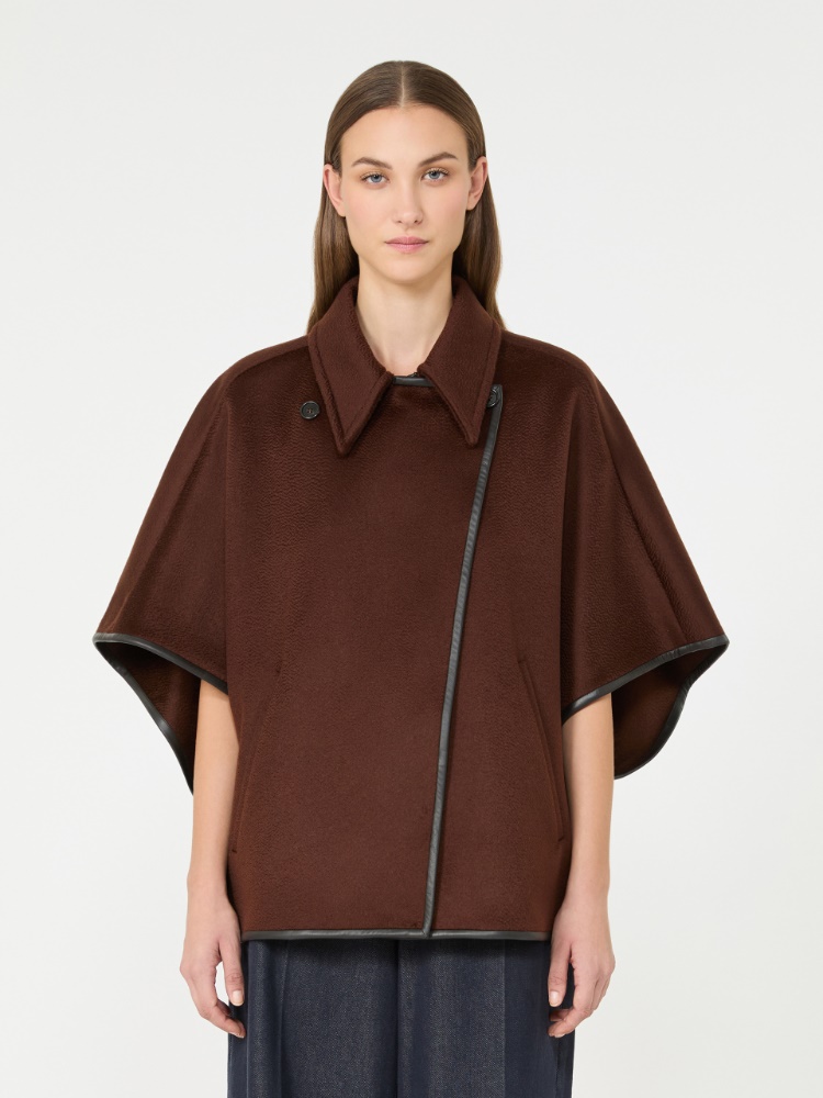 Long cropped cape in cashmere drap - RUST - Max Mara - 2