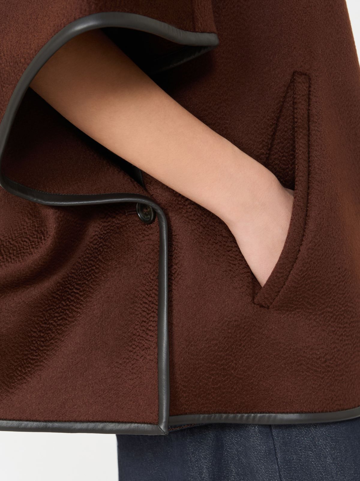 Long cropped cape in cashmere drap - RUST - Max Mara - 5