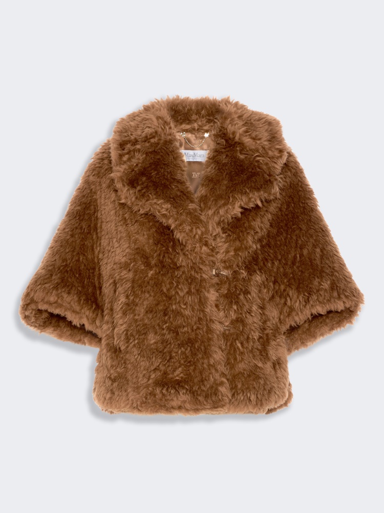 Wool cape with a soft texture - BROWN