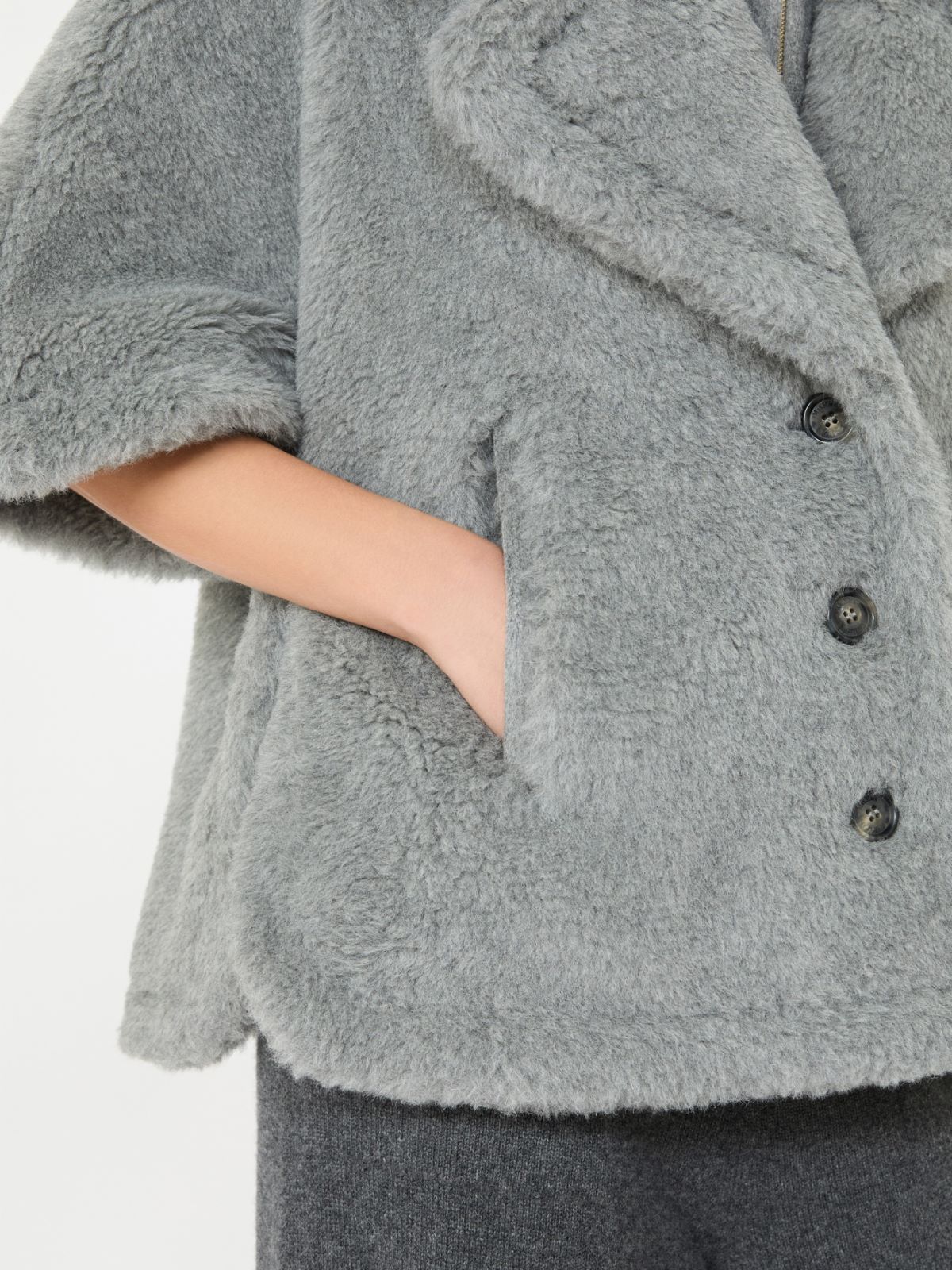 Wool and alpaca Teddy cape - LIGHT GREY - Max Mara - 5