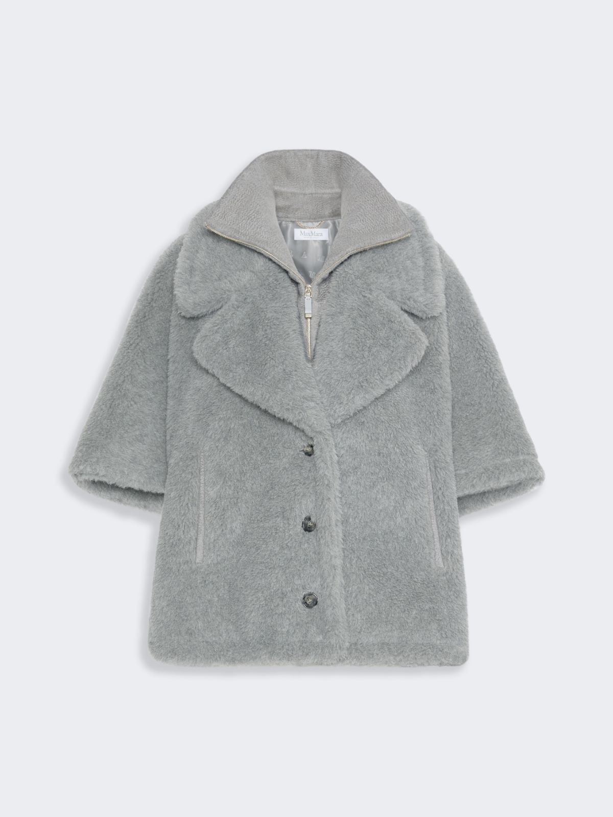 Wool and alpaca Teddy cape - LIGHT GREY - Max Mara - 6