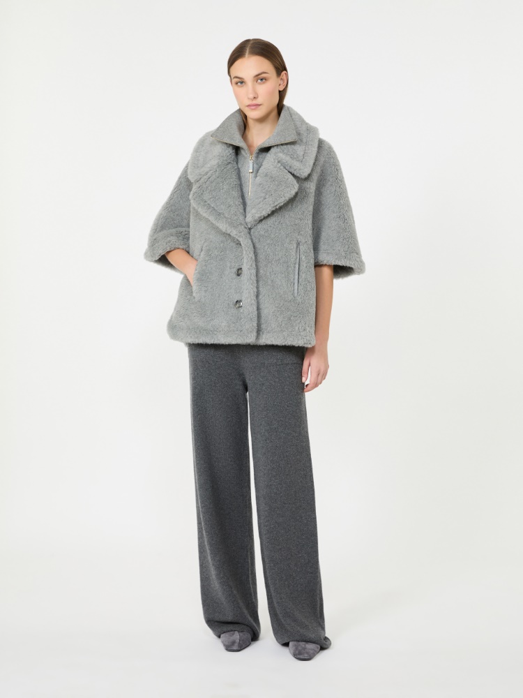 Wool and alpaca Teddy cape - LIGHT GREY