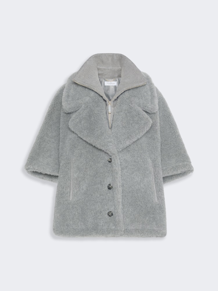 Wool and alpaca Teddy cape - LIGHT GREY