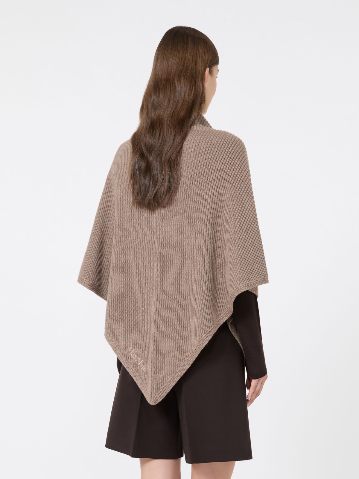 Wool knit oversized shawl - TOBACCO - Max Mara - 3