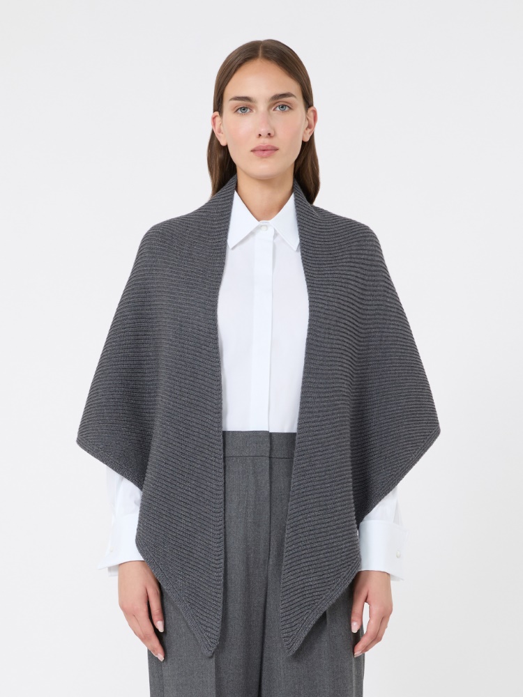 Wool knit oversized shawl - DARK GREY - Max Mara - 2