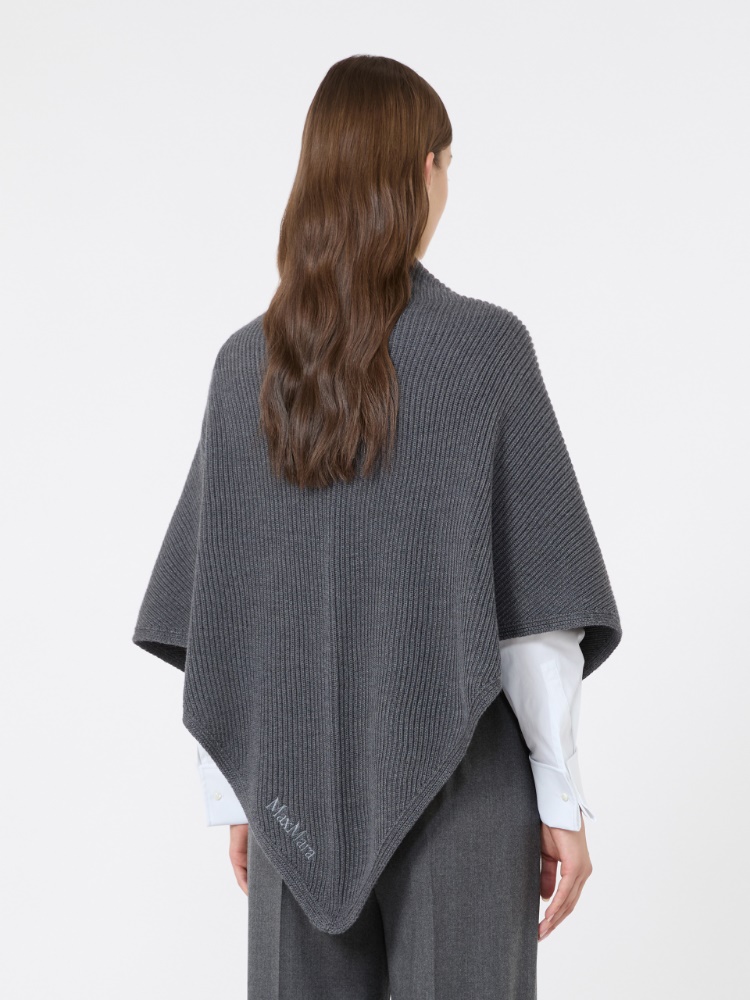 Wool knit oversized shawl - DARK GREY - Max Mara - 3