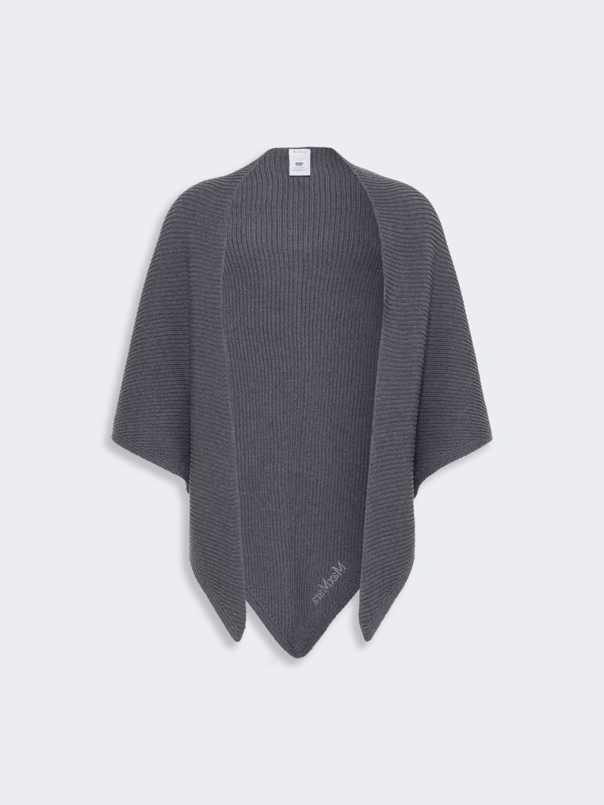 Wool knit oversized shawl - DARK GREY - Max Mara - 5