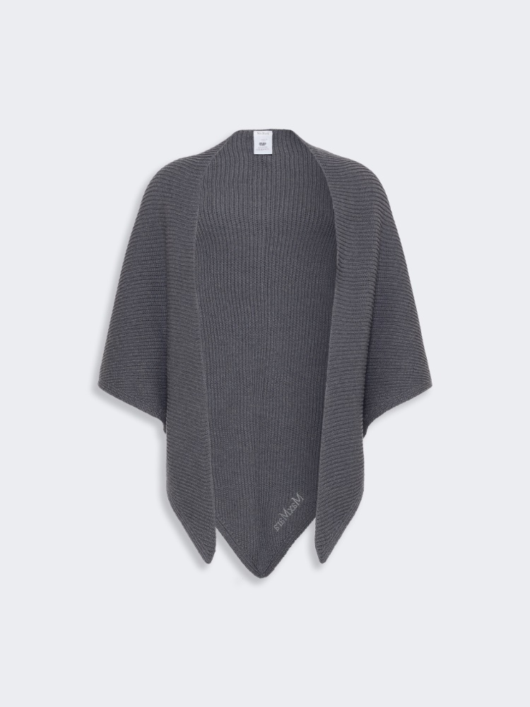 Wool knit oversized shawl - DARK GREY - Max Mara - 5