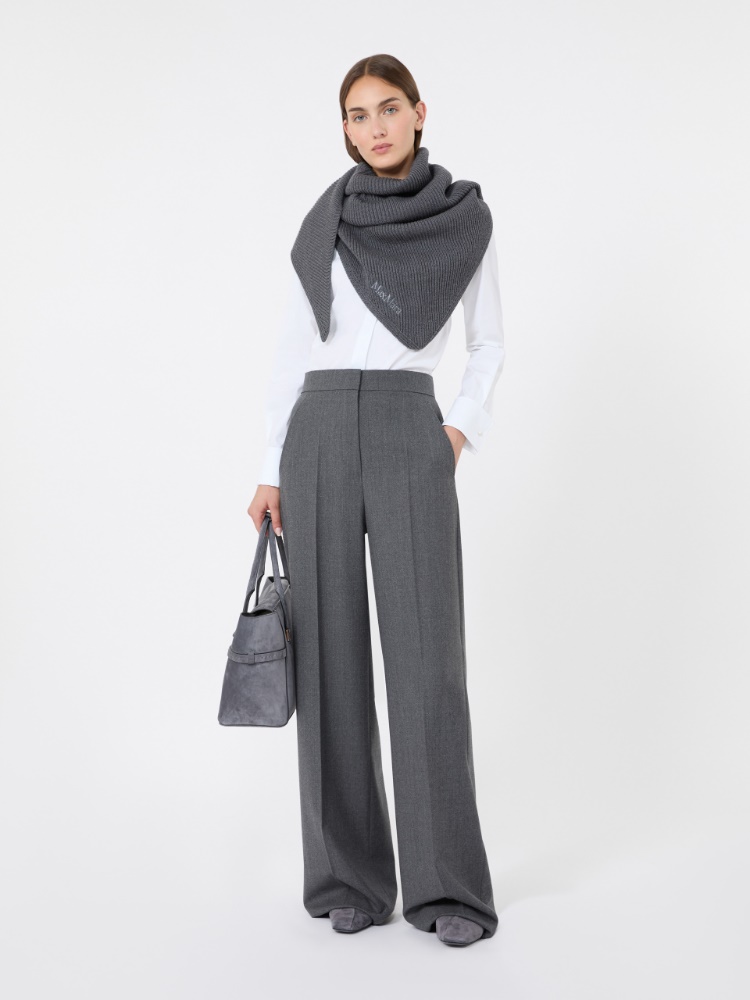 Wool knit oversized shawl - DARK GREY