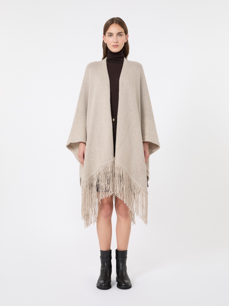 Wool and cashmere cape with fringes - BEIGE - Max Mara - 2
