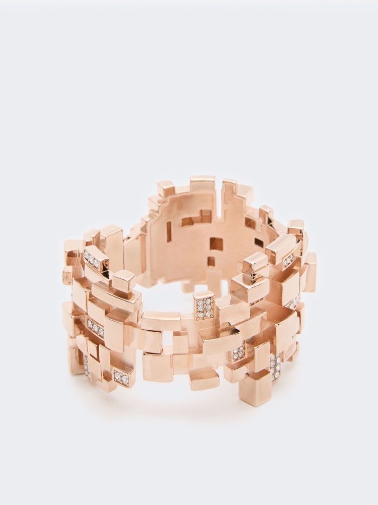 Metal and rhinestone bracelet - BRONZE