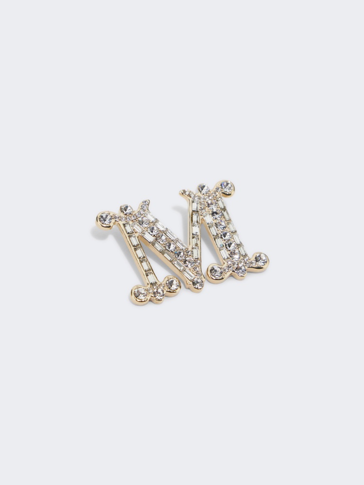 Crystal-adorned Monogram brooch - OPTICAL WHITE - 2