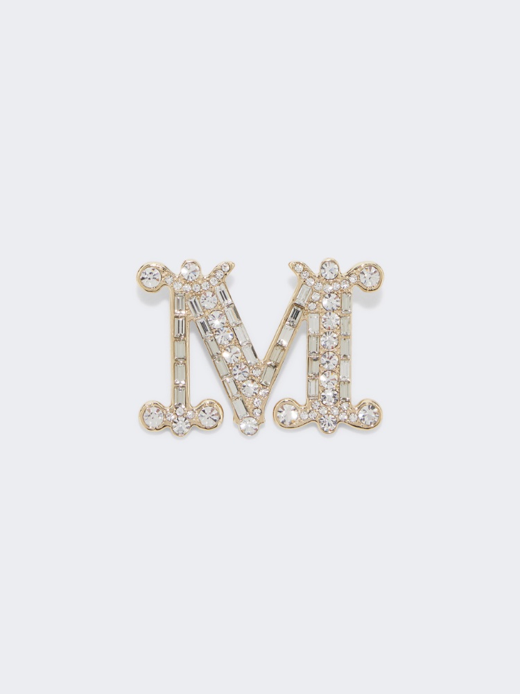 Crystal-adorned Monogram brooch - OPTICAL WHITE