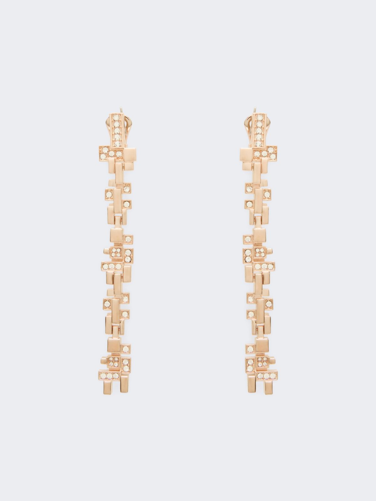 Hängeohrringe aus Metall und Strass - BRONZE - Max Mara