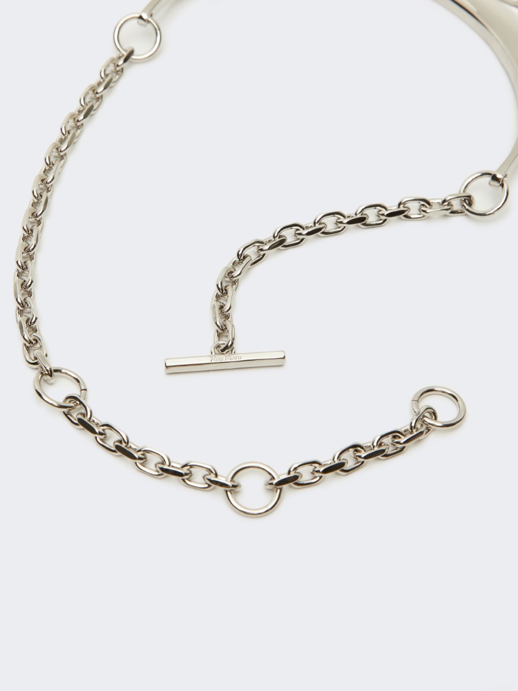 Metallic necklace with large pendant - SILVER - 2
