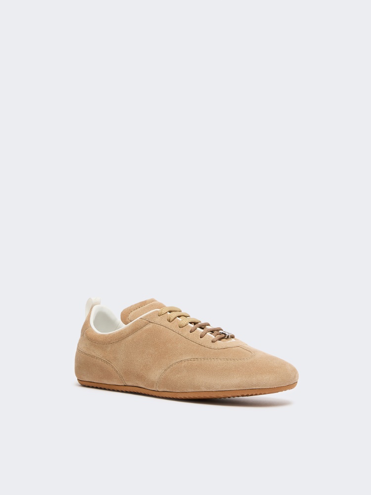 Flache Sneaker aus Spaltleder - BEIGE - 2