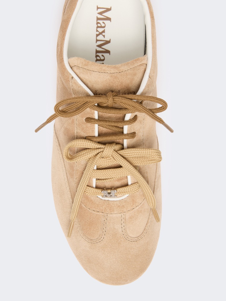 Flache Sneaker aus Spaltleder - BEIGE - 4