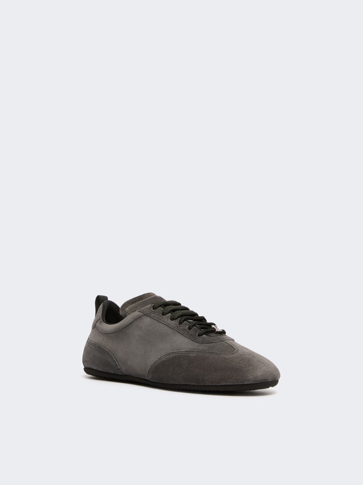 Flat split-leather trainers - MEDIUM GREY - 2