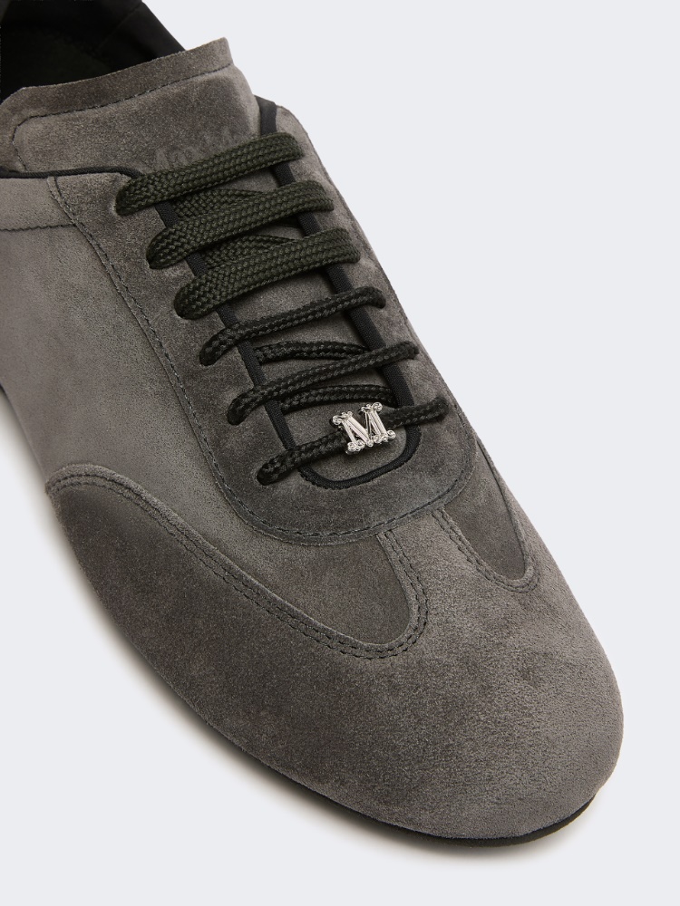 Flat split-leather trainers - MEDIUM GREY - 3